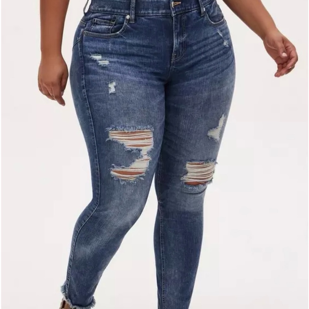 Torrid Women's Ripped Blue Skinny Jeans